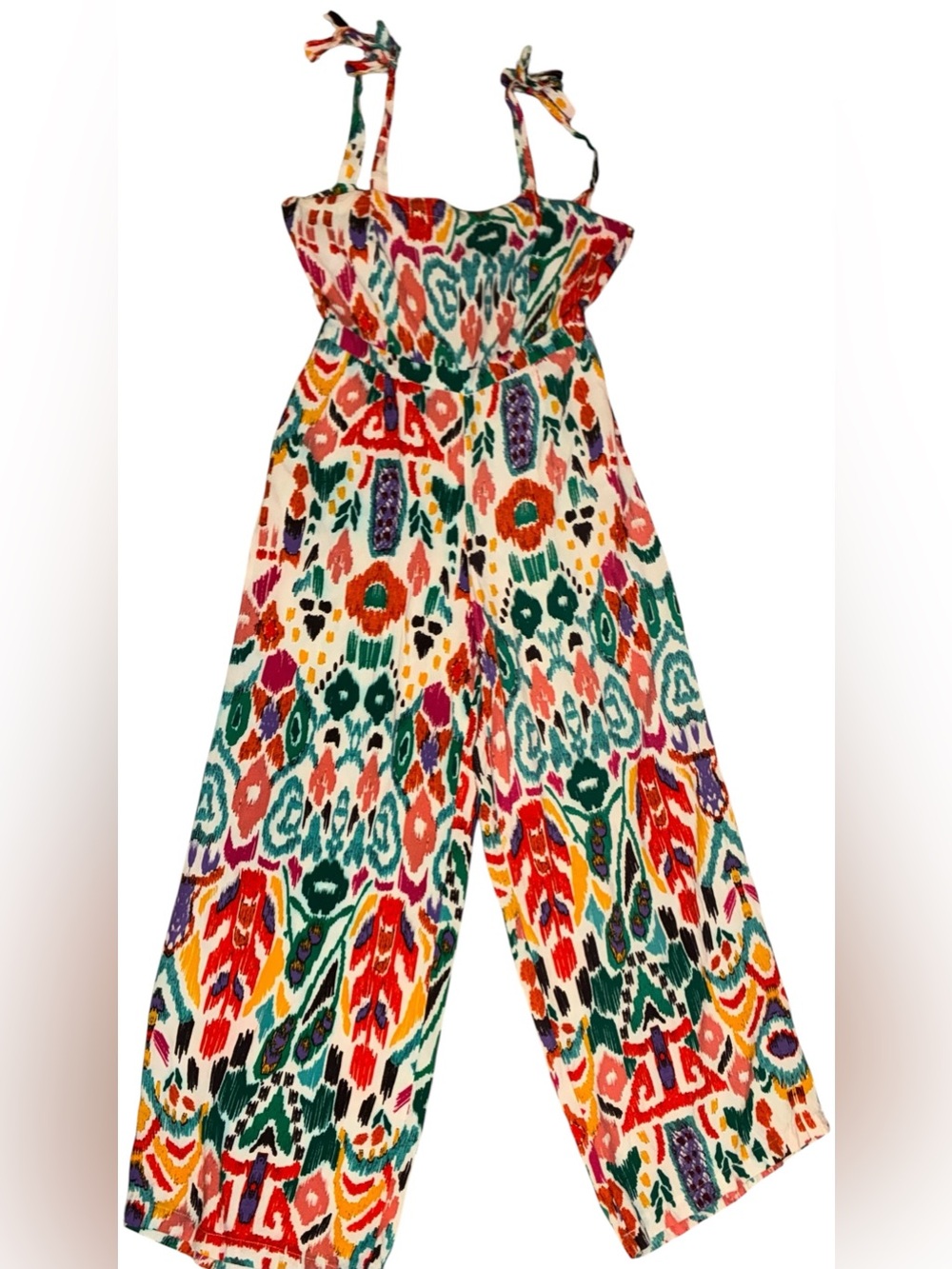 Christian Siriano Jumpsuit Wide Leg Boho Small Bright Summer Vacation Flowy